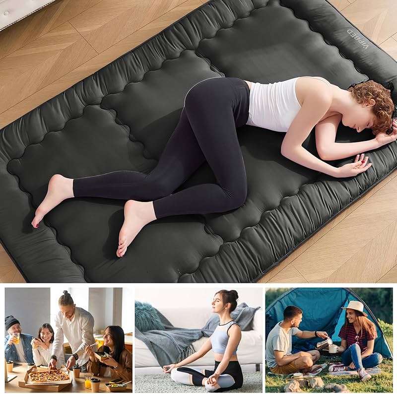 VIPBED Japanese Floor Futon Mattress Queen Size, 4" Thicken Foldable Mattress Tatami Mat Sleeping Pad, 25D Foam Filled Traditional Shiki Futon (shikibuton), Designed in Japan (Black 60"x 80") - Image 6