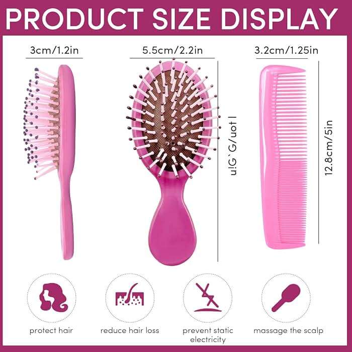 15 Pack Mini Wet Hair Brush Mini Detangling Brush for Wet & Dry Hair, Compact Travel Hairbrush for Teens & Adults, Perfect for Bridesmaid Gifts, Party Favors - Image 2