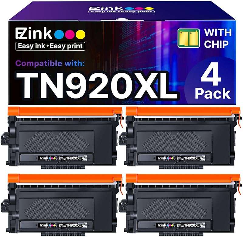 E-Z Ink TN920XL TN920 Toner Cartridge for HL-L6210DW HL-5915DW Compatible Replacement for Brother TN 920XL TN920XXL TN920UXXL TN-920 XL High Yield Use with HL-L6210DWT HL-L5210DW (4 Black, with Chip) - Image 1