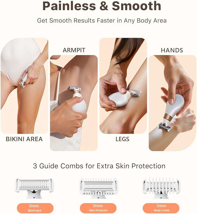 Trimcoo Mini Bikini Trimmer for Women - Intimate Pubic Hair Removal, Electric Body Groomer, Small Portable Wet/Dry Shaver, Magnetic Blade, USB-C Rechargeable with Travel Case, Easy to Clean (White) - Image 2