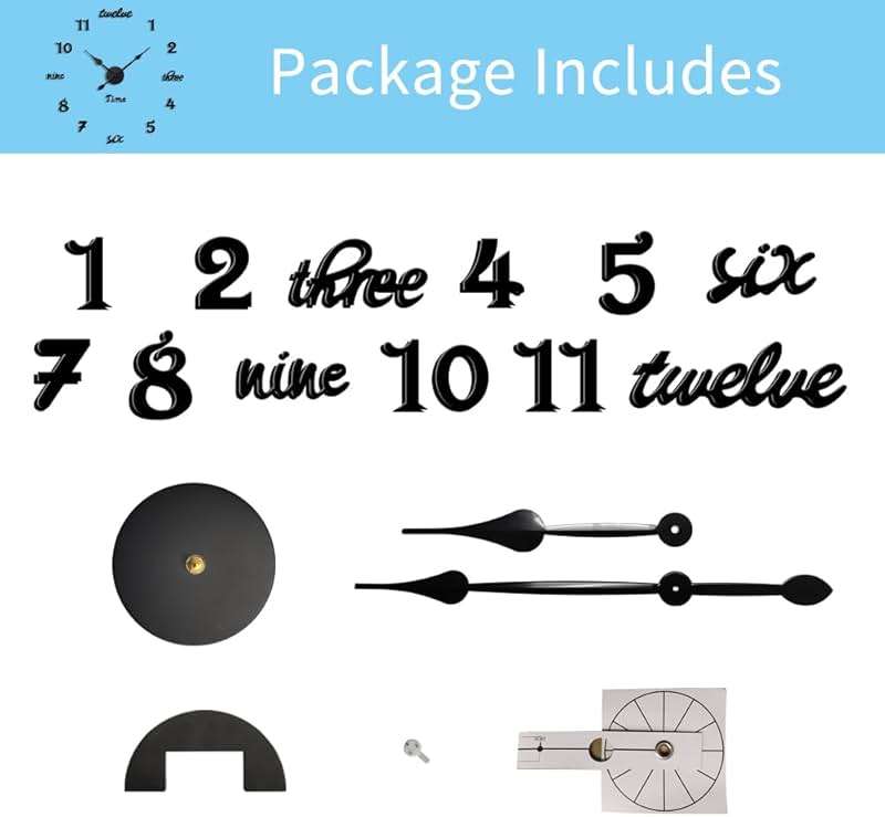 Lucktime Modern Frameless Large Wall Clock Battery Operated 3D Mirror Big DIY Decorative Wall Clocks for Living Room Decor (Black) - Image 7