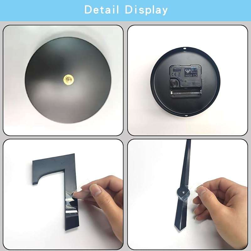 Lucktime Modern Frameless Large Wall Clock Battery Operated 3D Mirror Big DIY Decorative Wall Clocks for Living Room Decor (Black) - Image 8