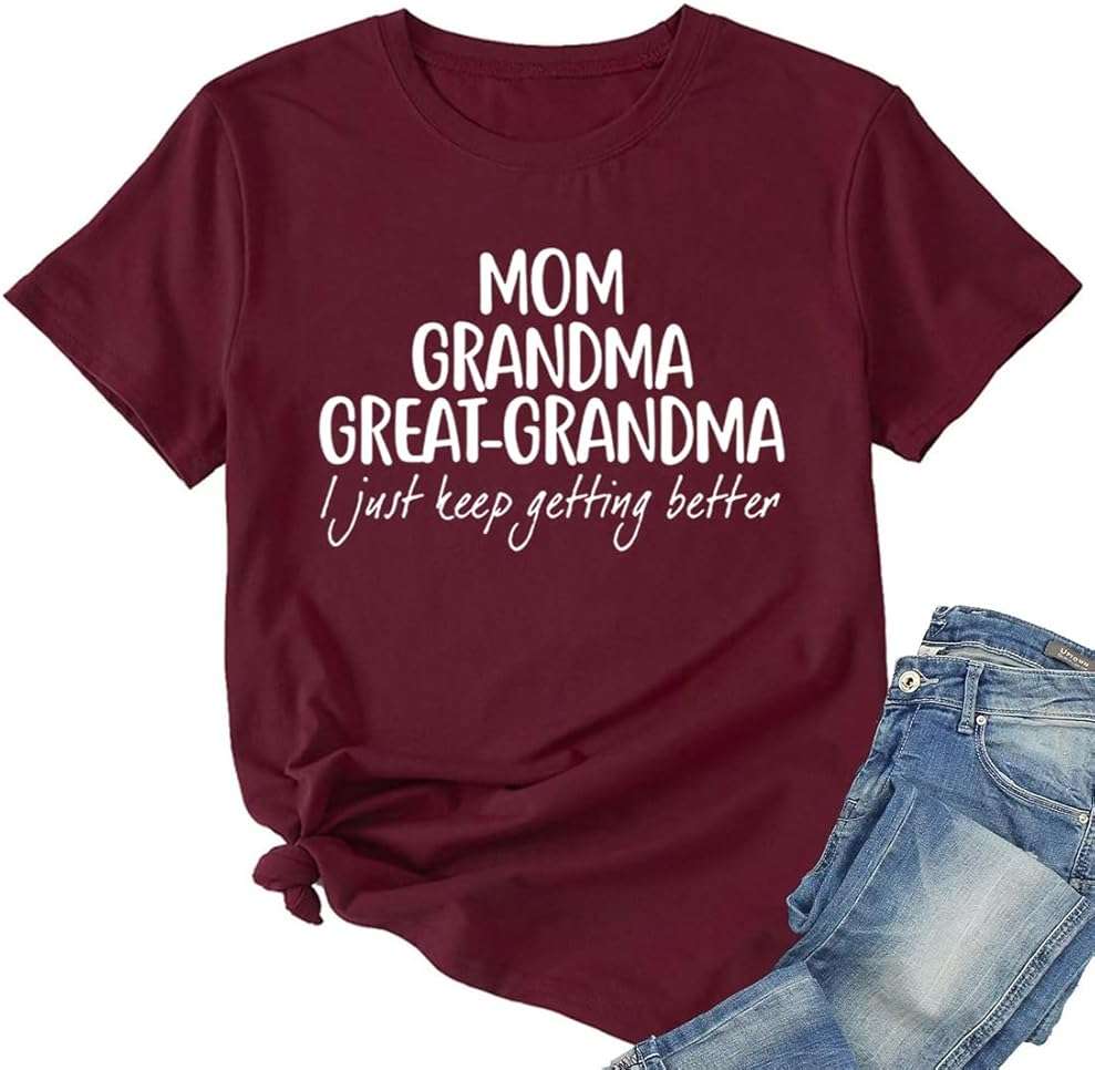 ZUNQKG Womens Great Grandma Shirt with Inspirational Saying Crewneck Short Sleeve Mom Grandma Gift Tops - Image 1