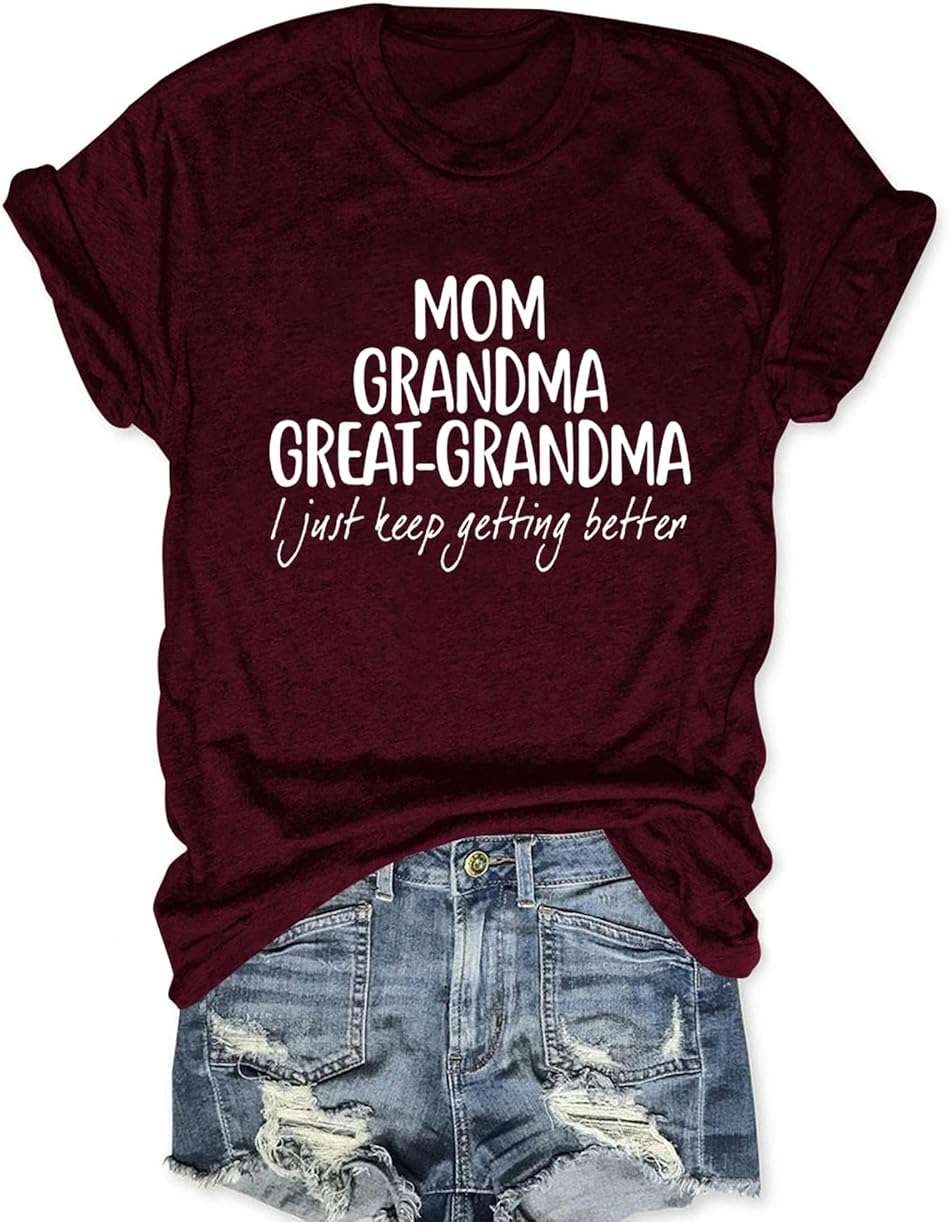 ZUNQKG Womens Great Grandma Shirt with Inspirational Saying Crewneck Short Sleeve Mom Grandma Gift Tops - Image 3