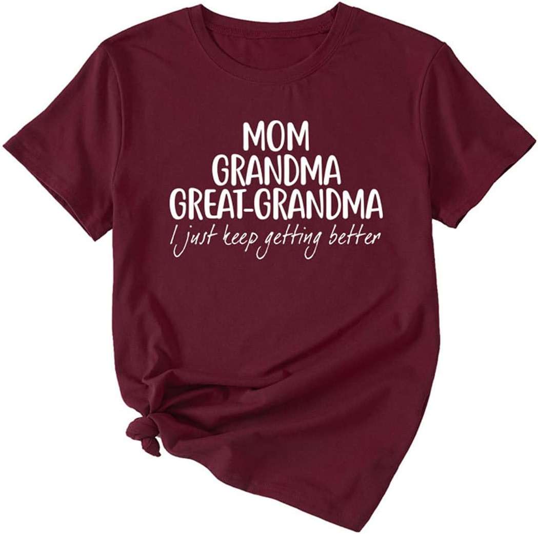 ZUNQKG Womens Great Grandma Shirt with Inspirational Saying Crewneck Short Sleeve Mom Grandma Gift Tops - Image 4