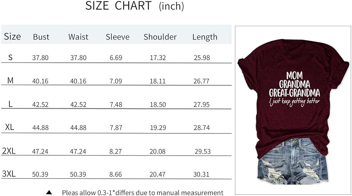 ZUNQKG Womens Great Grandma Shirt with Inspirational Saying Crewneck Short Sleeve Mom Grandma Gift Tops - Image 8