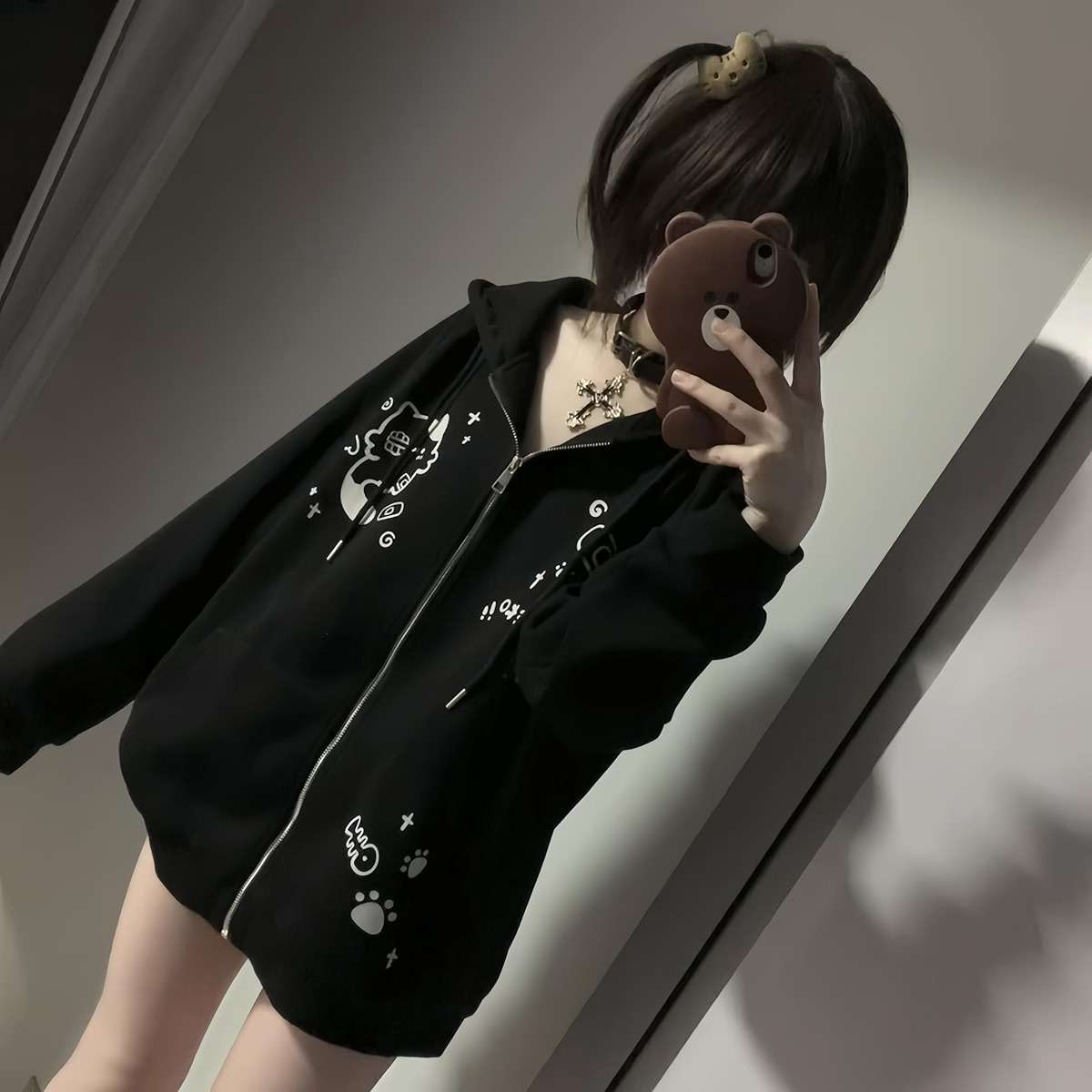 Dynict Womens Y2K Zip Up Cute Graphic Hoodies Cat Ears Casual Cartoon Harajuku Kawaii Clothes Oversize Streetwear Jacket - Image 4