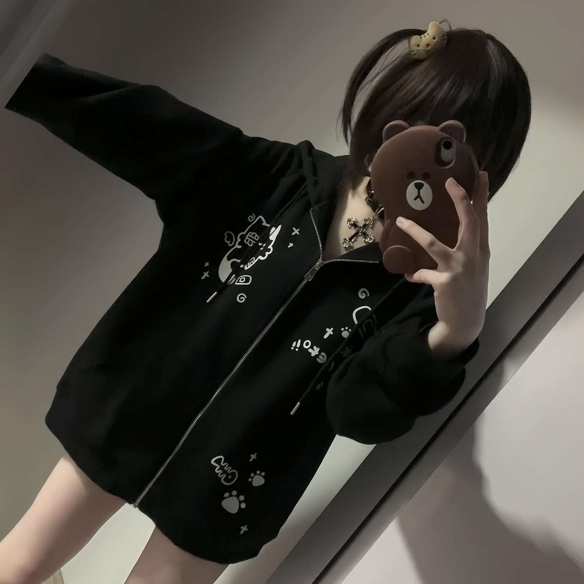 Dynict Womens Y2K Zip Up Cute Graphic Hoodies Cat Ears Casual Cartoon Harajuku Kawaii Clothes Oversize Streetwear Jacket - Image 5