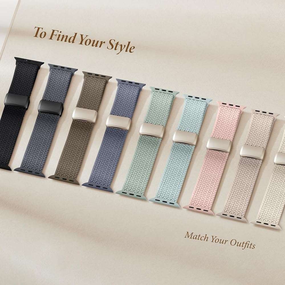 Braided Stretchy Bands with Magnetic Clasp Compatible for Apple Watch Band 38mm 40mm 41mm 42mm 44mm 45mm 46mm 49mm Women Men, Nylon Sport Solo Loop for iWatch Series 11 10 9 8 7 6 5 4 3 Ultra 3 2 1 SE - Image 4