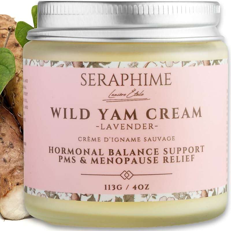Seraphime Wild Yam Cream for Hormone Balance - Gift for Mom - Menopause and PMS Support for Women - Wild Yam Balancing Cream - Hot Flashes, Night Sweats, Mood Swings, Low Energy - Lavender 4oz - Image 1