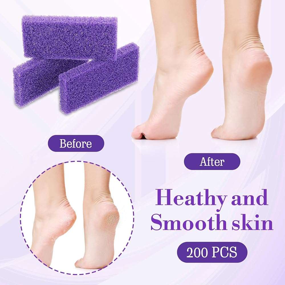 200 Pcs Purple Pumice Stone for Feet Disposable Foot Pumice Stone Bulk Foot Pumices Scrubber Dead Skin Pumices Foots Callus Remover for Feet Pedicure Foots Heel Exfoliator Tool Sponge Salon Home Use - Image 3