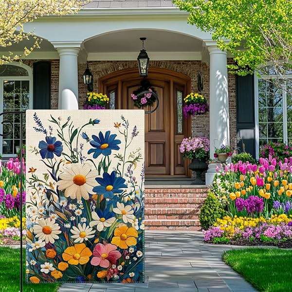 Spring Colorful Floral Garden Flag 12x18 Inch Double Sided Welcome Summer Small Daisy Flower Yard Outdoor Flag House Holiday Outside Decoration - Image 2