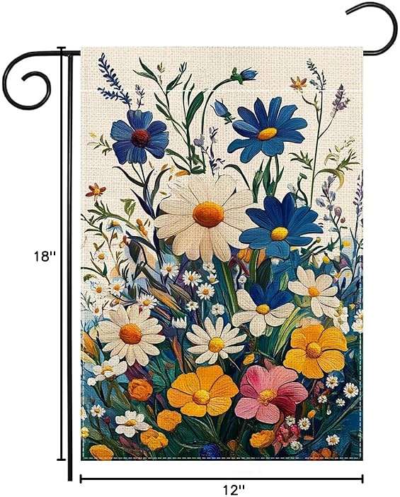 Spring Colorful Floral Garden Flag 12x18 Inch Double Sided Welcome Summer Small Daisy Flower Yard Outdoor Flag House Holiday Outside Decoration - Image 3
