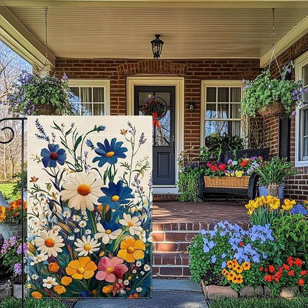 Spring Colorful Floral Garden Flag 12x18 Inch Double Sided Welcome Summer Small Daisy Flower Yard Outdoor Flag House Holiday Outside Decoration - Image 4