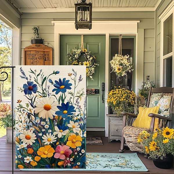 Spring Colorful Floral Garden Flag 12x18 Inch Double Sided Welcome Summer Small Daisy Flower Yard Outdoor Flag House Holiday Outside Decoration - Image 5