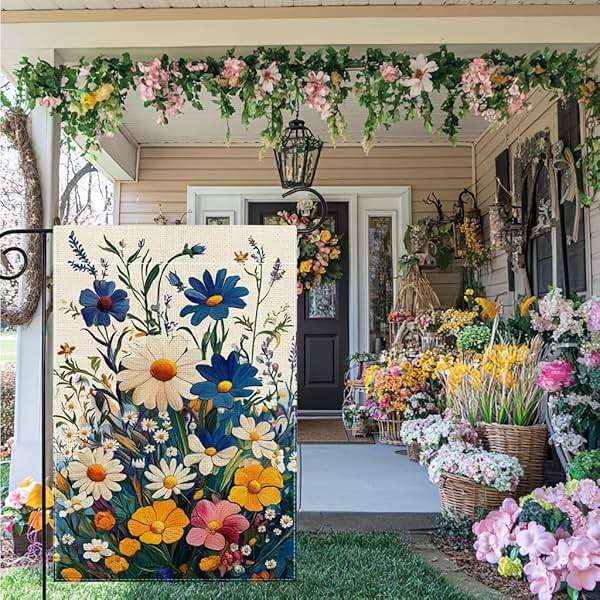Spring Colorful Floral Garden Flag 12x18 Inch Double Sided Welcome Summer Small Daisy Flower Yard Outdoor Flag House Holiday Outside Decoration - Image 6