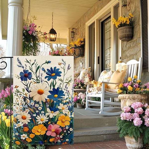 Spring Colorful Floral Garden Flag 12x18 Inch Double Sided Welcome Summer Small Daisy Flower Yard Outdoor Flag House Holiday Outside Decoration - Image 7
