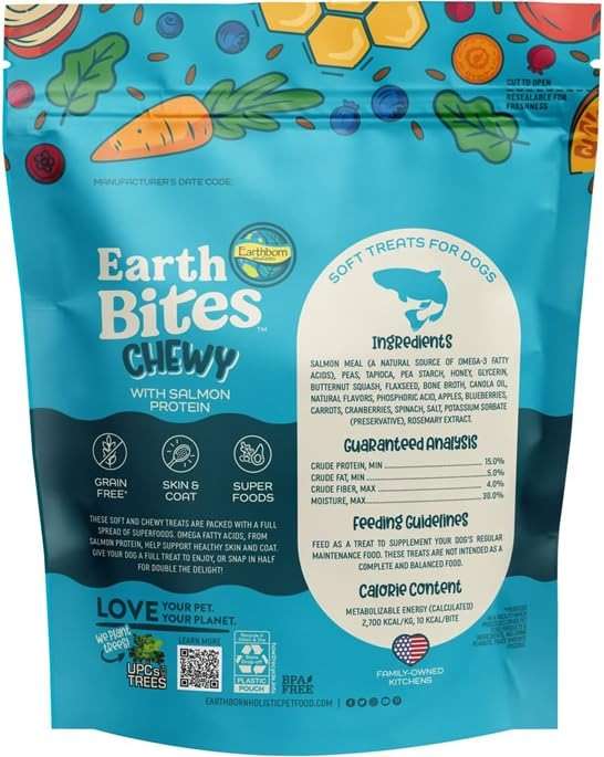Earthborn-Holistic Dog Treats Chewy Variety Pack - 4 Delicious Earth Bites Flavors: Lamb, Bison, Turkey, & Salmon (7oz Each) - Image 5