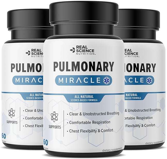 Pulmonary Miracle COPD Relief and Lung Detox Capsules to Clear Lungs & Aid Breathing - Lung Support Supplement with Vinitrox & GABA for Long-Term Cough & Respiratory Relief, 60 Caps (Pack of 3) - Image 1