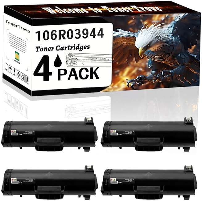 106R03944 Toner Cartridges Compatible for Xerox VersaLink B600 B605 B610 B615 Printers, Office Printing is Easy Clear Smooth (4 Pack Black) - Image 1