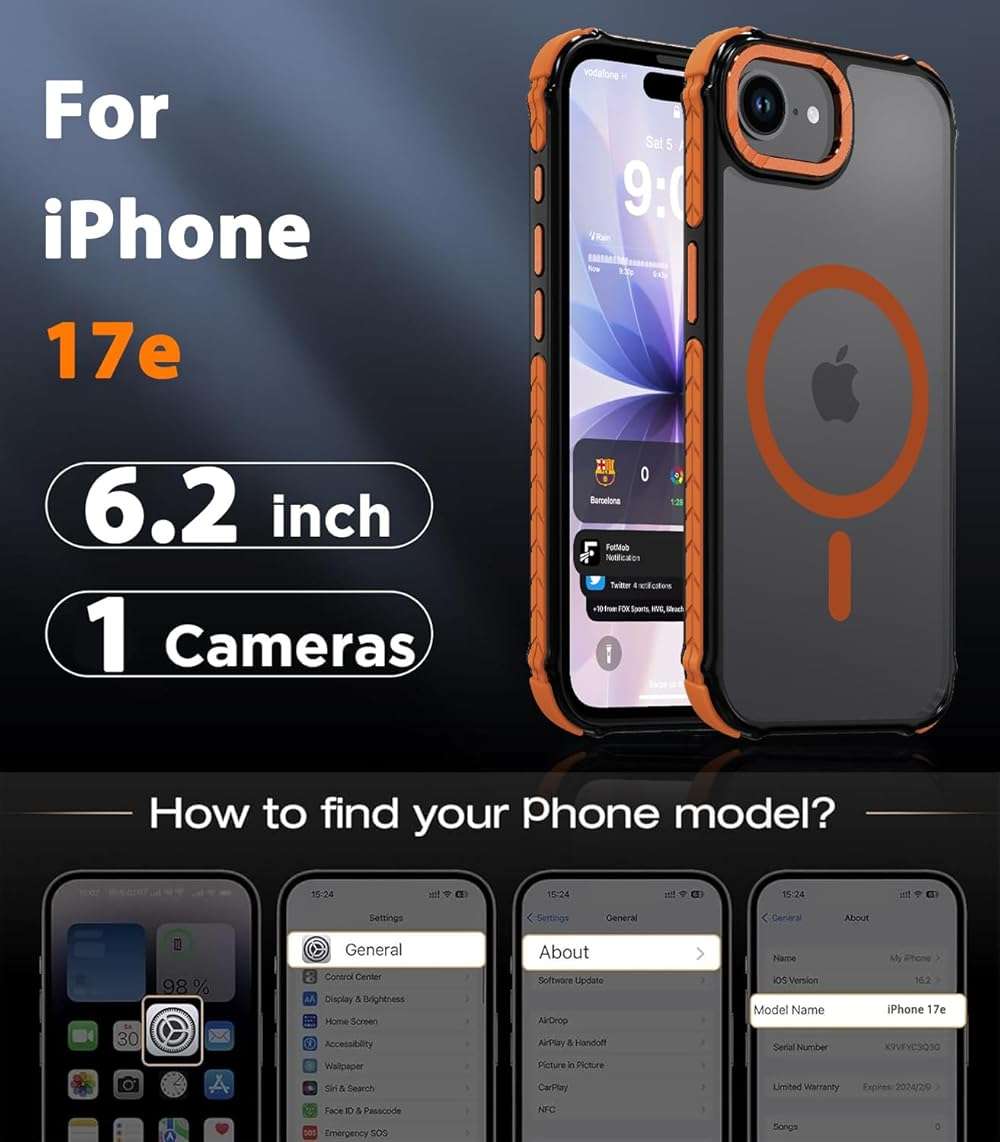 DEERLAMN Strong Magnetic Case for iPhone 16e/iPhone 17e 6.1-Inch,[Compatible with Magsafe][Military Grade Drop Protection] Translucent Matte Shockproof Protective Phone Cover-Frosted Orange - Image 7