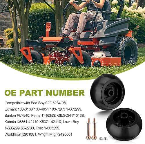 Set of 4 Lawn Mower Anti Scalp Deck Wheel Kit Compatible with Husqvarna Bad Boy Exmark Kubota Lawn-Boy Toro Mower Replace# 022-5234-98 103-3168 1-603299 539 10 26-43 1716353 K5351-42110 72490001 - Image 3