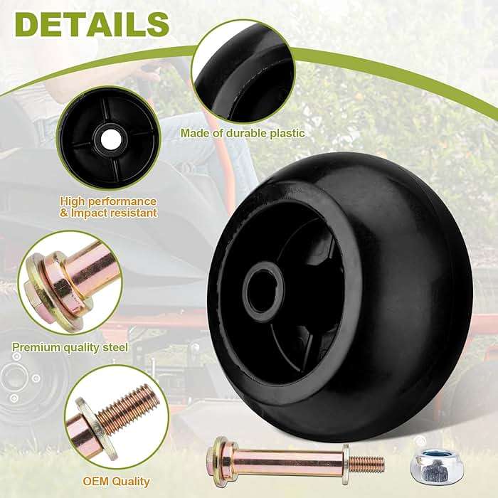 Set of 4 Lawn Mower Anti Scalp Deck Wheel Kit Compatible with Husqvarna Bad Boy Exmark Kubota Lawn-Boy Toro Mower Replace# 022-5234-98 103-3168 1-603299 539 10 26-43 1716353 K5351-42110 72490001 - Image 4