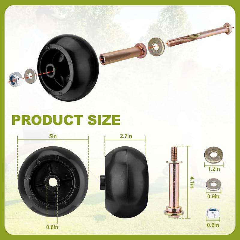 Set of 4 Lawn Mower Anti Scalp Deck Wheel Kit Compatible with Husqvarna Bad Boy Exmark Kubota Lawn-Boy Toro Mower Replace# 022-5234-98 103-3168 1-603299 539 10 26-43 1716353 K5351-42110 72490001 - Image 7