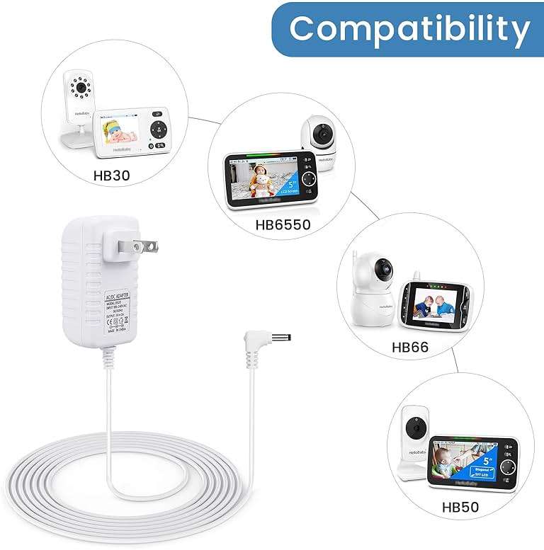 5V Charger for Hello Baby Monitor HB6550, HB50, Replacement Power Adapter with Charging Cord 6 ft - Image 2