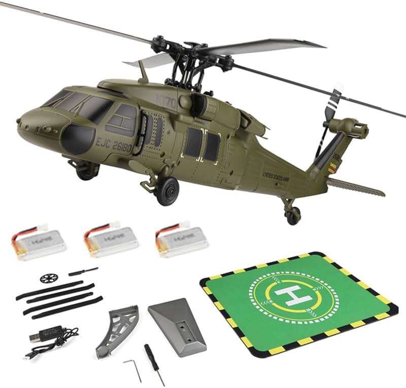 BrickCraftWorks WL K170 Blackk Hawk UH-60L 170, RC Military Helicopters for Adults, 2.4G 4CH Flybarless RC Helicopter with Adjustable Left and Right Hand Throttle (RTF Version) - Image 1