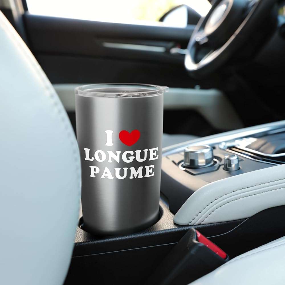I Love Longue Paume, I Heart Longue Paume Stainless Steel Insulated Tumbler - Image 2