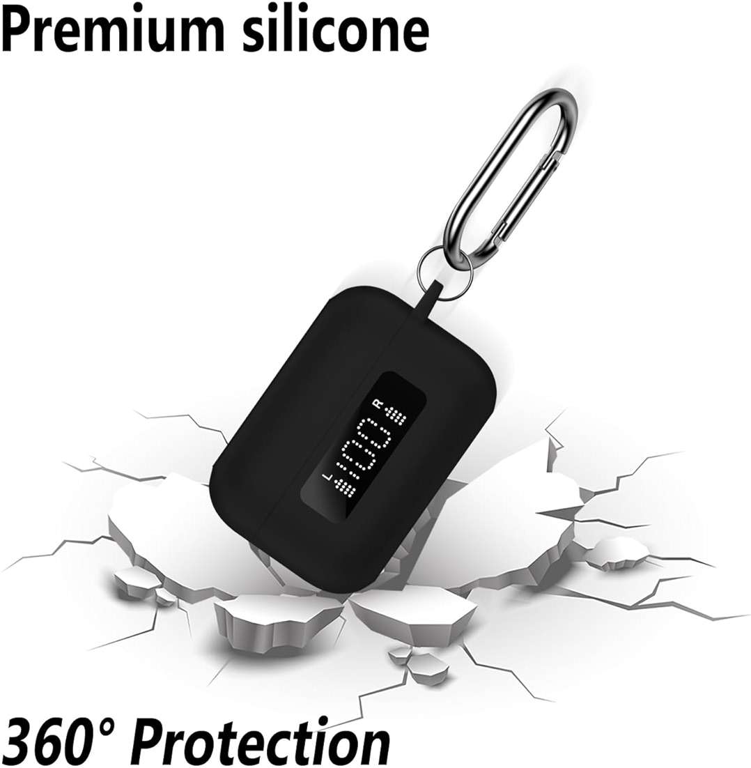 Geiomoo Silicone Case for TOZO NC3, Soft Flexible Scratch Resistant Protective Cover with Carabiner (Black) - Image 4