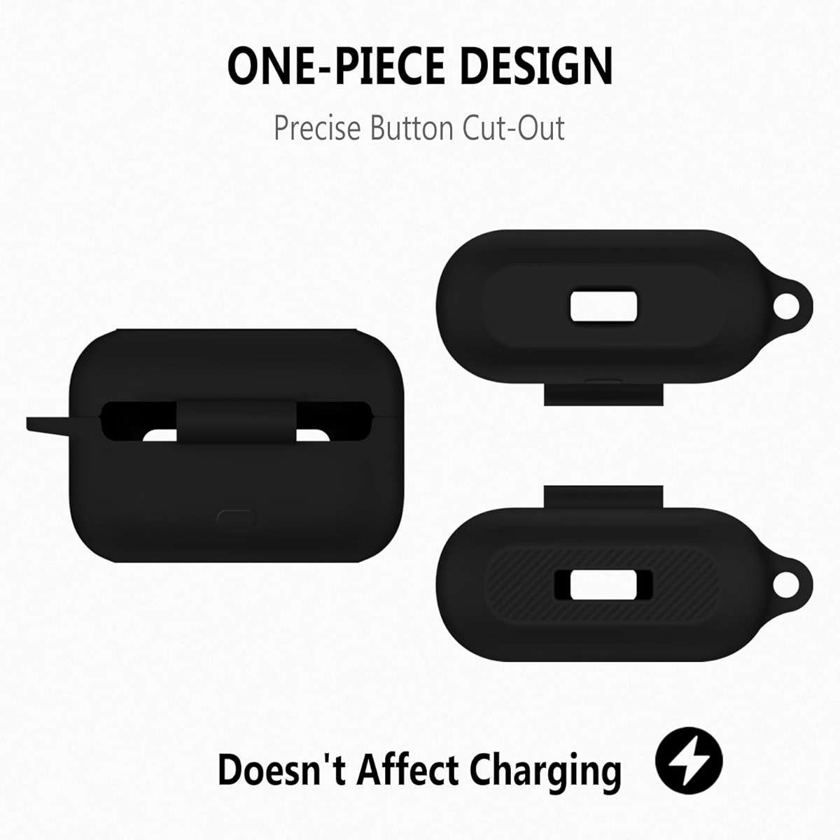 Geiomoo Silicone Case for TOZO NC3, Soft Flexible Scratch Resistant Protective Cover with Carabiner (Black) - Image 5