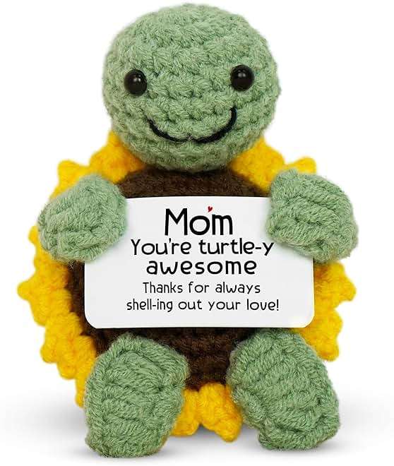 OASSIE Gifts for Mom from Daughter Son - Handmade Positive Crochet Turtle Sunflower - Mothers Day Birthday Gifts for Mom Mother in Law Mama Grandma, Emotional Support Crochet - Image 1