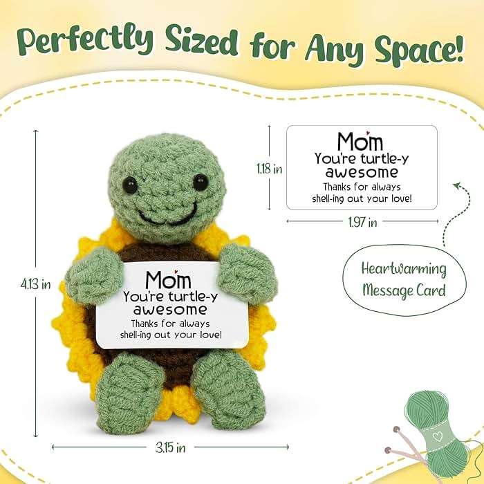 OASSIE Gifts for Mom from Daughter Son - Handmade Positive Crochet Turtle Sunflower - Mothers Day Birthday Gifts for Mom Mother in Law Mama Grandma, Emotional Support Crochet - Image 2