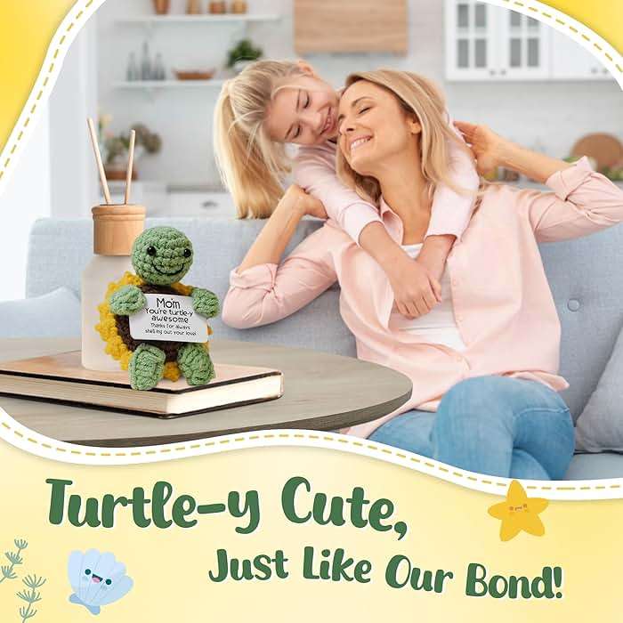OASSIE Gifts for Mom from Daughter Son - Handmade Positive Crochet Turtle Sunflower - Mothers Day Birthday Gifts for Mom Mother in Law Mama Grandma, Emotional Support Crochet - Image 6