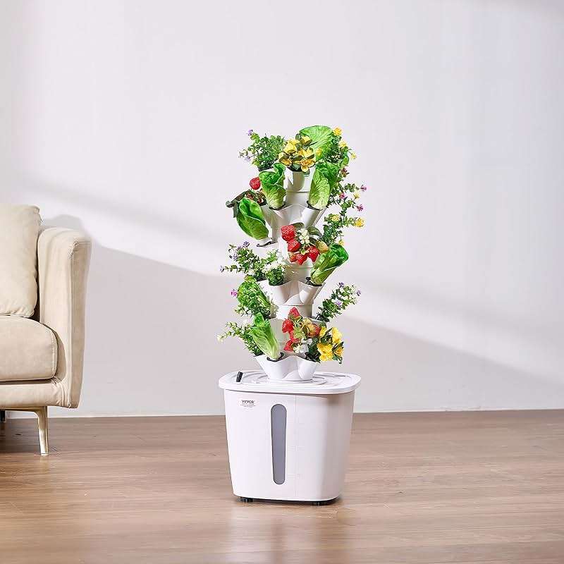 VEVOR Hydroponic Growing System, 30 Pods Vertical 6 Tiers Hydroponic Tower, Home Hydronic Garden with Water Pump & Timer, Water Circulation Plants Germination Kit for Indoor Herbs Fruits & Vegetables - Image 2
