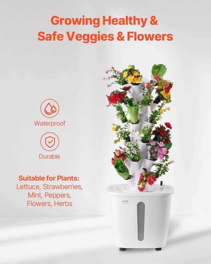 VEVOR Hydroponic Growing System, 30 Pods Vertical 6 Tiers Hydroponic Tower, Home Hydronic Garden with Water Pump & Timer, Water Circulation Plants Germination Kit for Indoor Herbs Fruits & Vegetables - Image 6