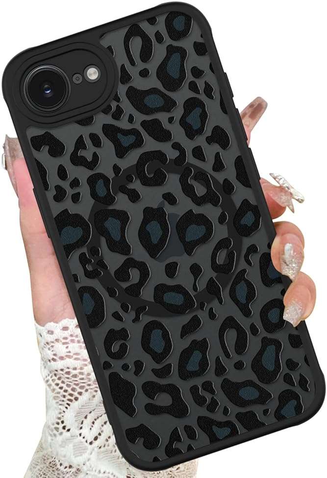 KANGHAR Case for iPhone 16e/17e Phone Case [Compatible with Magsafe] Leopard Printed Pattern Cute Cheetah Protective Magnetic Case for Girls Women Men 6.1" - Image 1