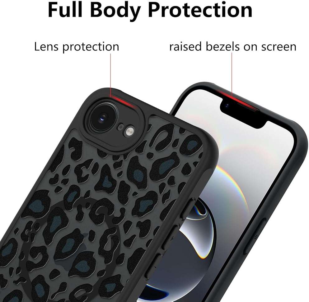 KANGHAR Case for iPhone 16e/17e Phone Case [Compatible with Magsafe] Leopard Printed Pattern Cute Cheetah Protective Magnetic Case for Girls Women Men 6.1" - Image 2