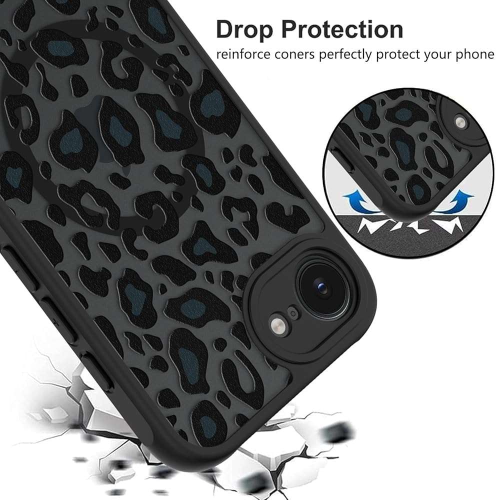 KANGHAR Case for iPhone 16e/17e Phone Case [Compatible with Magsafe] Leopard Printed Pattern Cute Cheetah Protective Magnetic Case for Girls Women Men 6.1" - Image 3