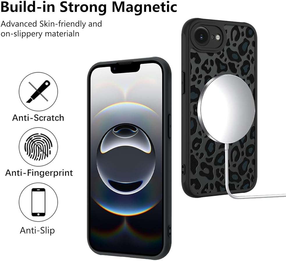KANGHAR Case for iPhone 16e/17e Phone Case [Compatible with Magsafe] Leopard Printed Pattern Cute Cheetah Protective Magnetic Case for Girls Women Men 6.1" - Image 4