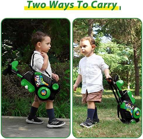 Liberry Toddler Golf Set for Ages 2 3 4 Boys Girls, Upgraded Kids Golf Cart with Shoulder Strap Design, Outdoor Indoor Sports Toys Birthday Gifts, Black - Image 6