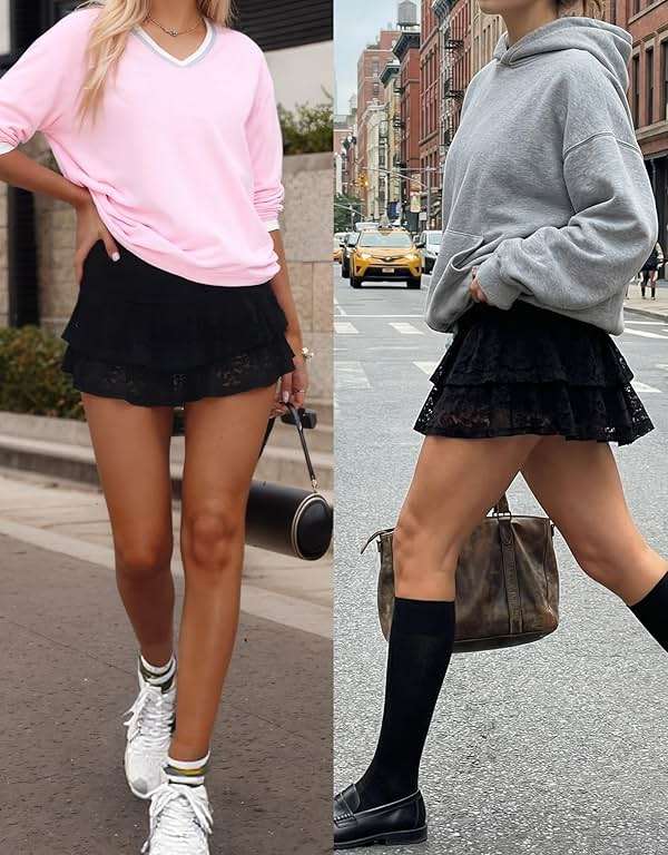 WUYLT Layered Ruffle Skorts for Woman High Stretchy Skort Mini Skirt with Shorts Underneath 2026 - Image 5