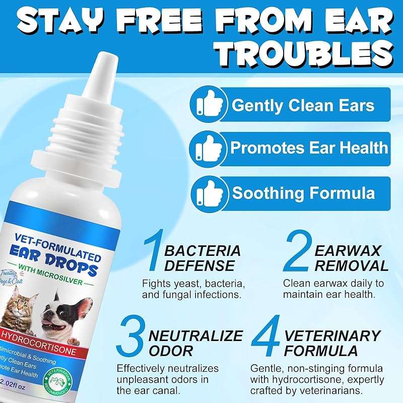 Beyxdu Dog Ear Infection Treatment Drops Yeast Ear Infection Treatment with 1% Hydrocortisone Ear Mites Treatment for Dogs Cat & Dog Ear Cleaner for Itchy Ear Relief (60ml) - Image 6