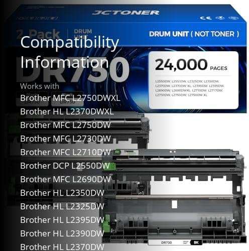 DR730 Drum Unit (Not Toner) 2-Pack Replacement for Brother DR-730 Imaging Drum Compatible MFC-L2710DW MFC-L2750DW DCP-L2550DW HL-L2350DW HL-L2395DW HL-L2370DW HL-L2390DW MFC-L2690DW HL-L2325DW Printer - Image 3