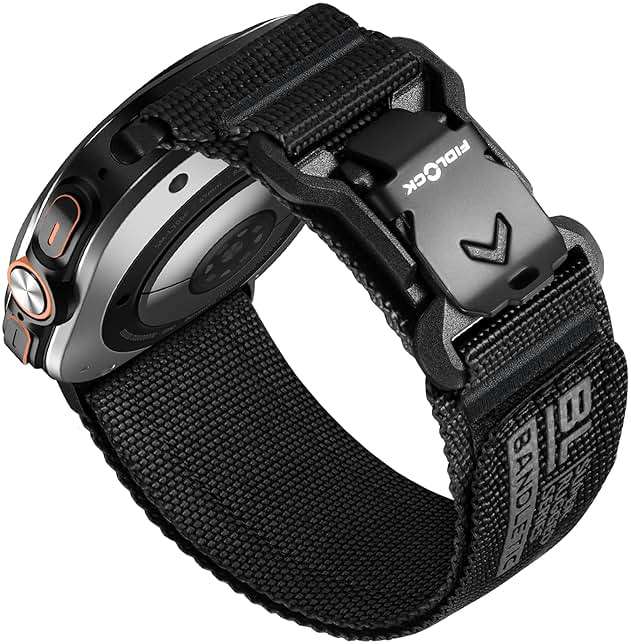 Bandletic R-Nylon Bands Compatible with Samsung Galaxy Watch Ultra Band 47mm for Men and Women, Soft Nylon Sport Band with Magnetic Fidlock V-Buckle Replacement Strap with Stainless Steel Metal Buckle - Image 1