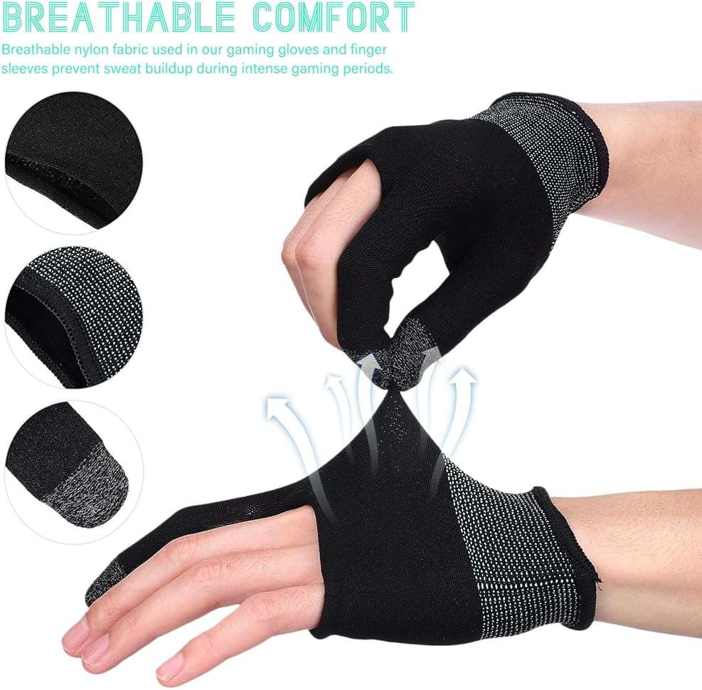 SUPVOX Gaming Finger Gloves Set: Touchscreen Gamer Gloves with Finger Sleeves for Sweaty Hands - Ultra-Thin, Breathable, and Anti-Slip for Tablet Gaming - Image 3