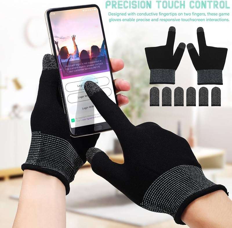 SUPVOX Gaming Finger Gloves Set: Touchscreen Gamer Gloves with Finger Sleeves for Sweaty Hands - Ultra-Thin, Breathable, and Anti-Slip for Tablet Gaming - Image 4