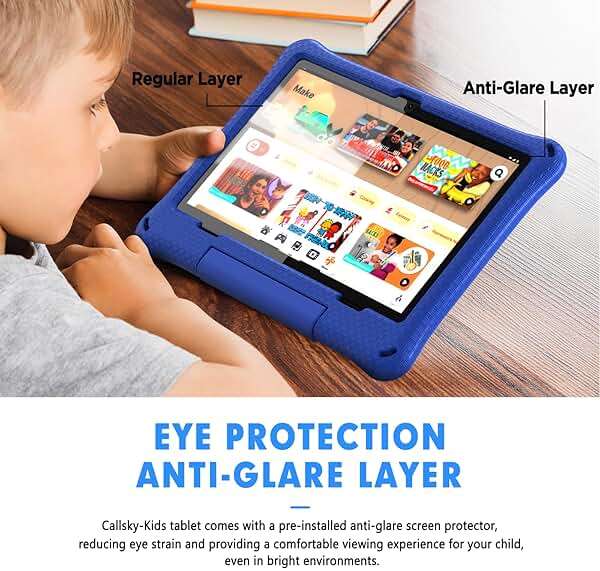 Kids Tablet: 10 Inch Android 15 Tablet for Kids, 64GB Octa-Core 6000mAh Battery, WiFi 6, Pre-Installed Kids Apps, Parental Control with EVA Protective Case – Ideal Gift for Toddler, Blue - Image 4